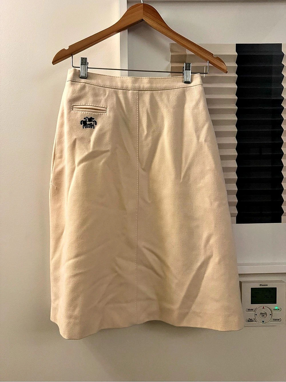 Vintage Cream Wool A-Line Skirt